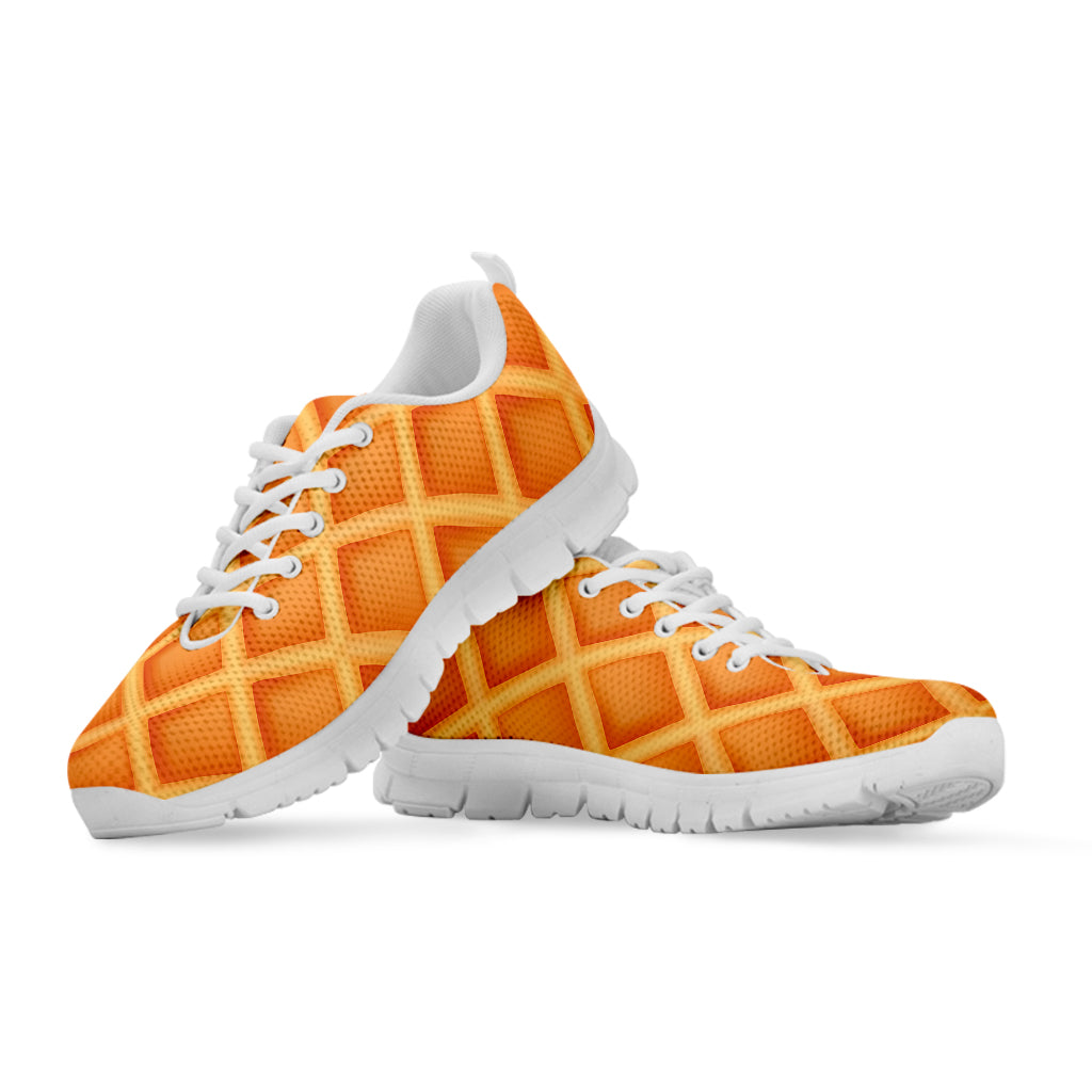 Waffle Texture Print White Sneakers