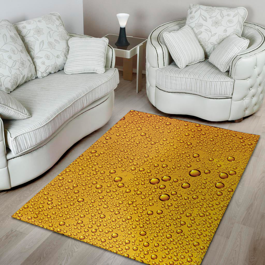 Water Drops On Beer Print Area Rug