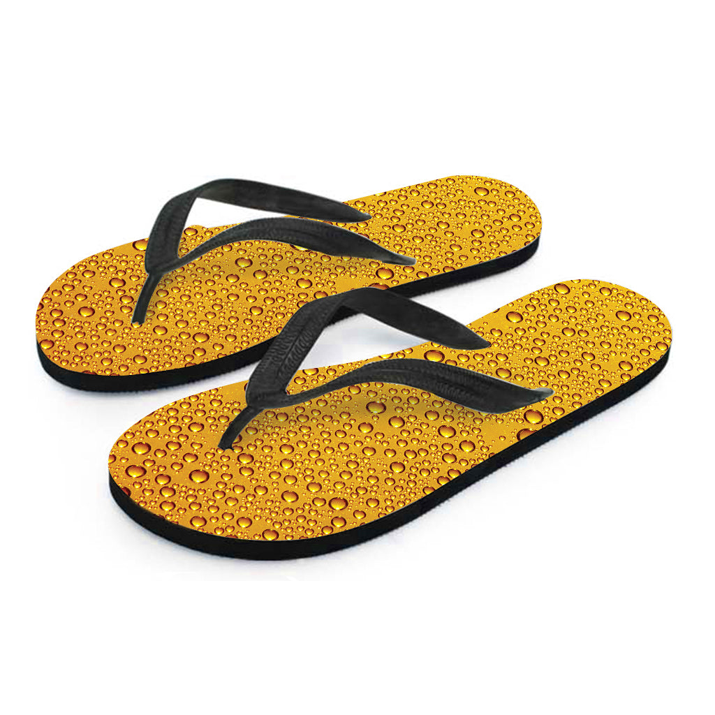 Water Drops On Beer Print Flip Flops