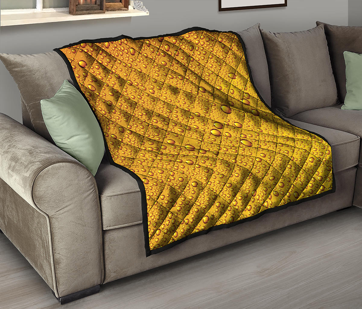 Water Drops On Beer Print Quilt