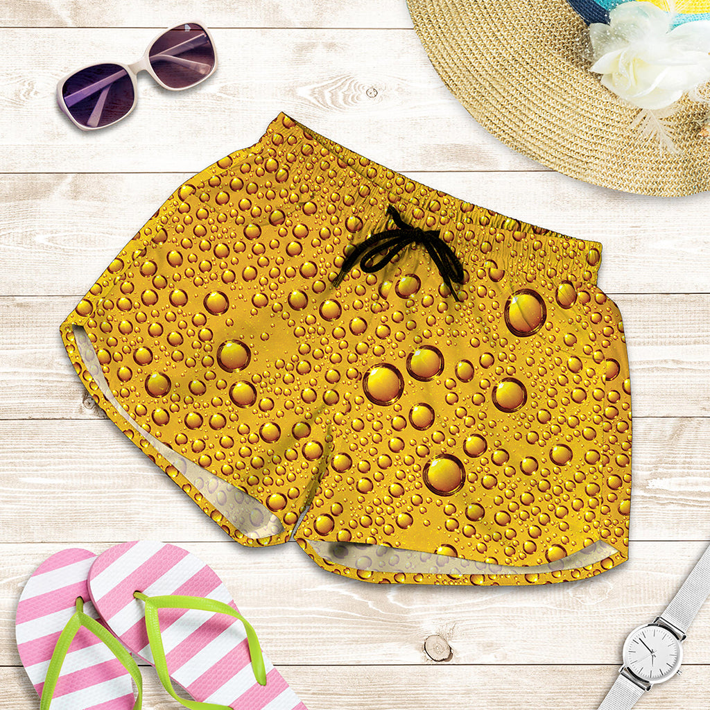 Water Drops On Beer Print Women's Shorts