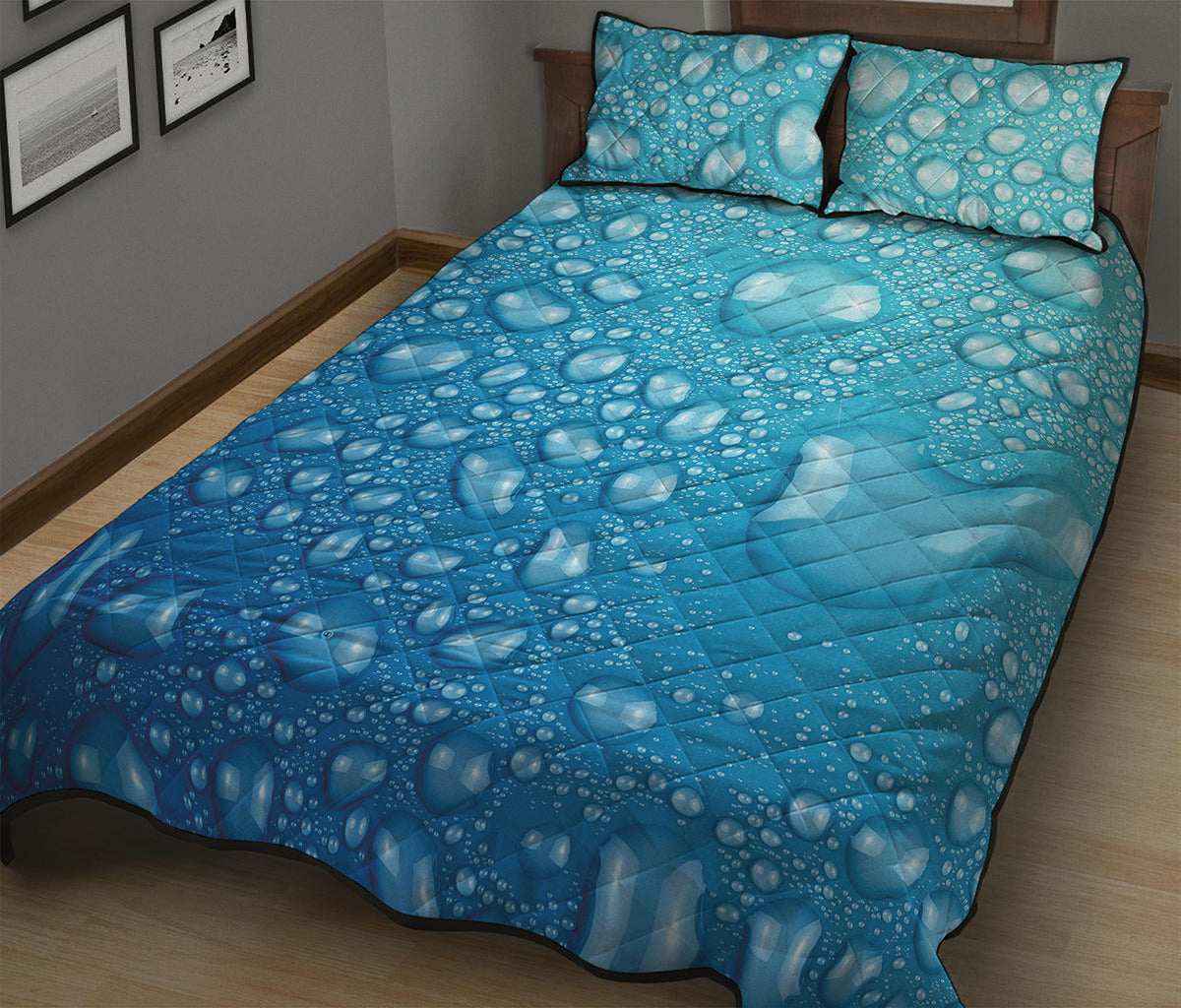 Water Drops Print Quilt Bed Set