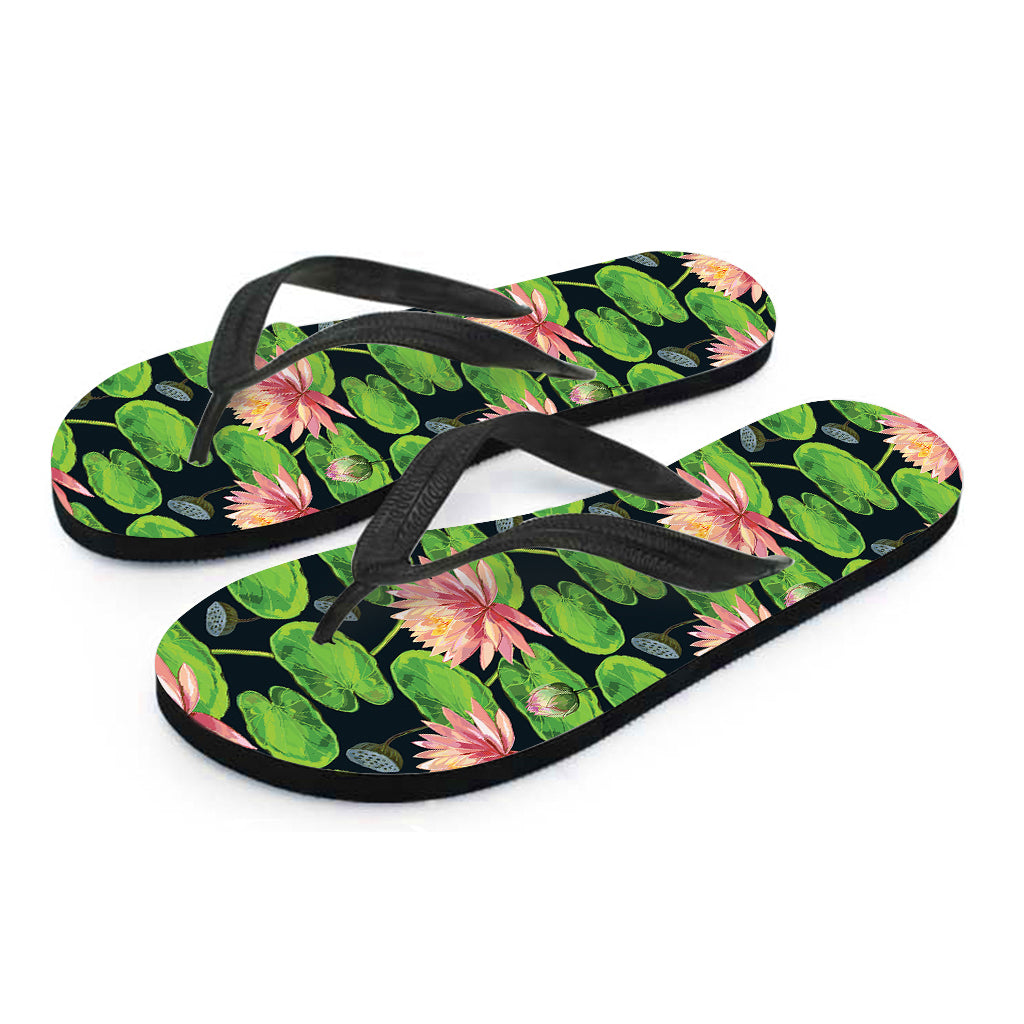 Water Lily Flower Pattern Print Flip Flops