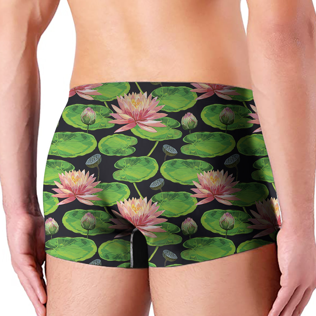 Water Lily Flower Pattern Print Men's Boxer Briefs