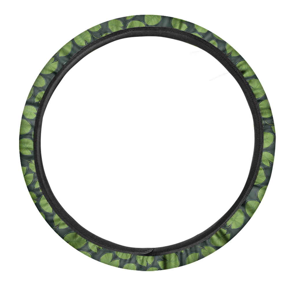 Water Lily Pads Pattern Print Car Steering Wheel Cover