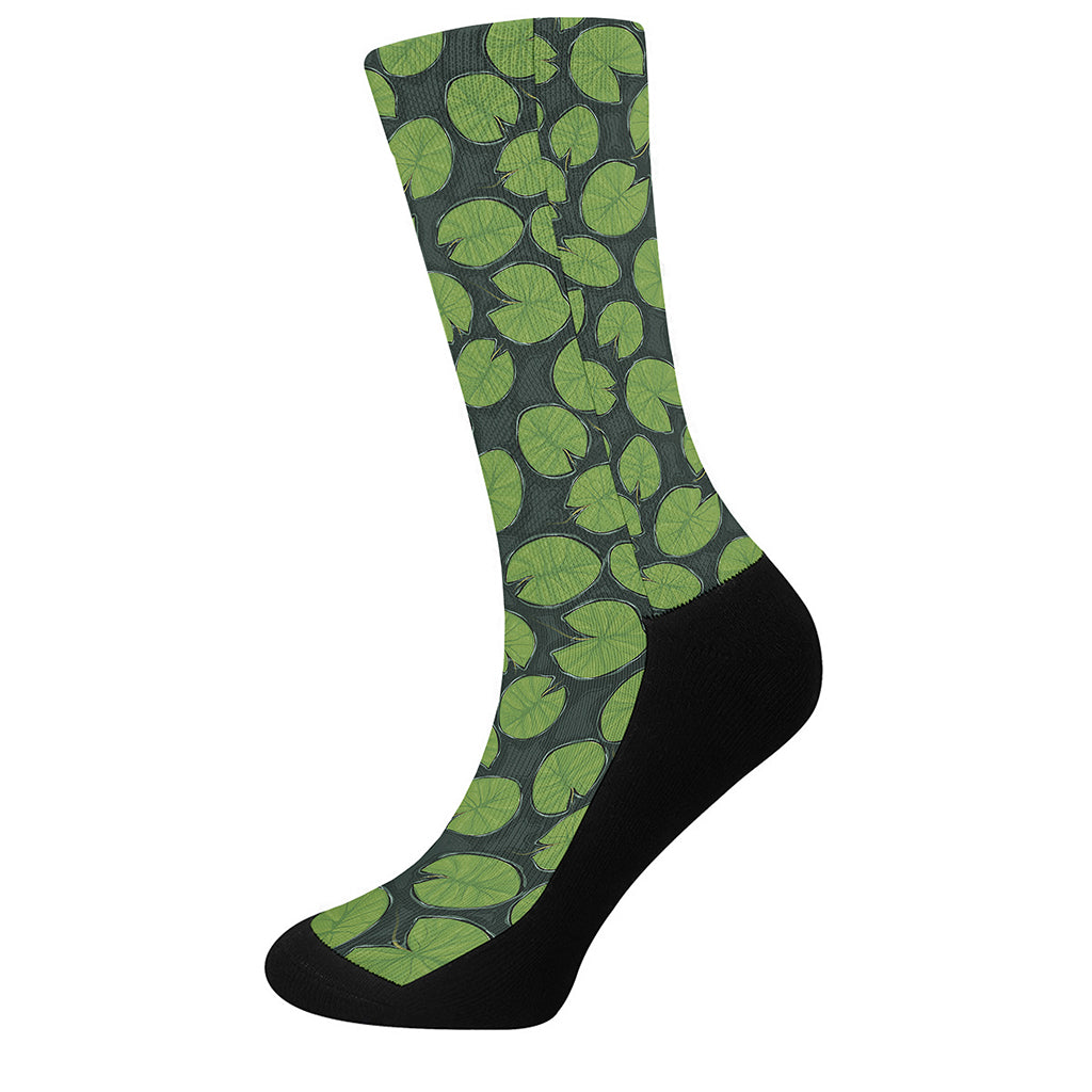 Water Lily Pads Pattern Print Crew Socks
