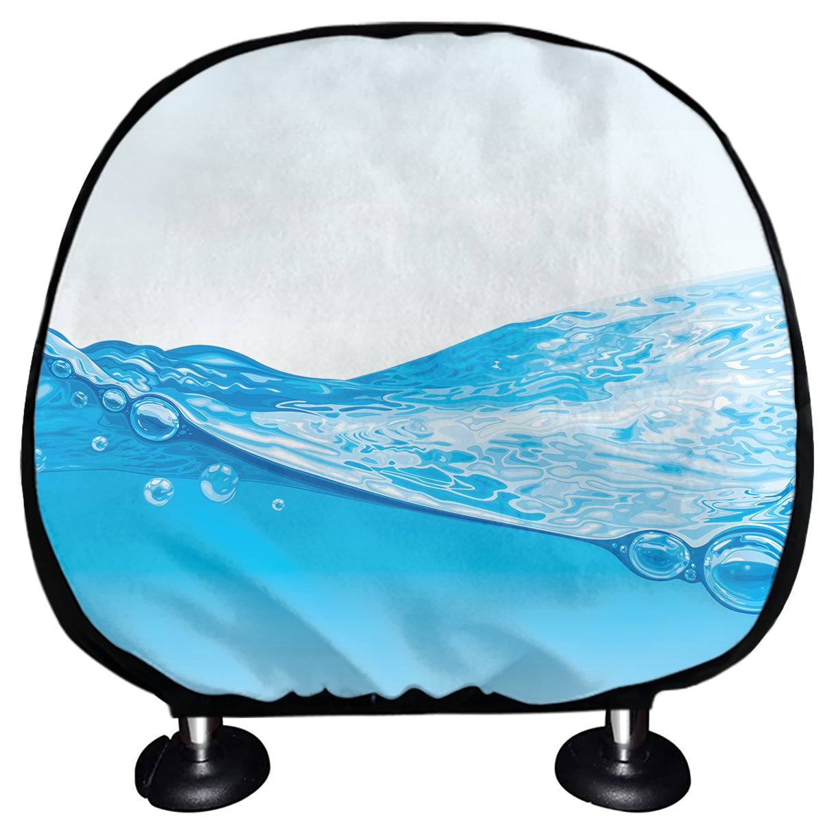 Water Wave Print Car Headrest Covers
