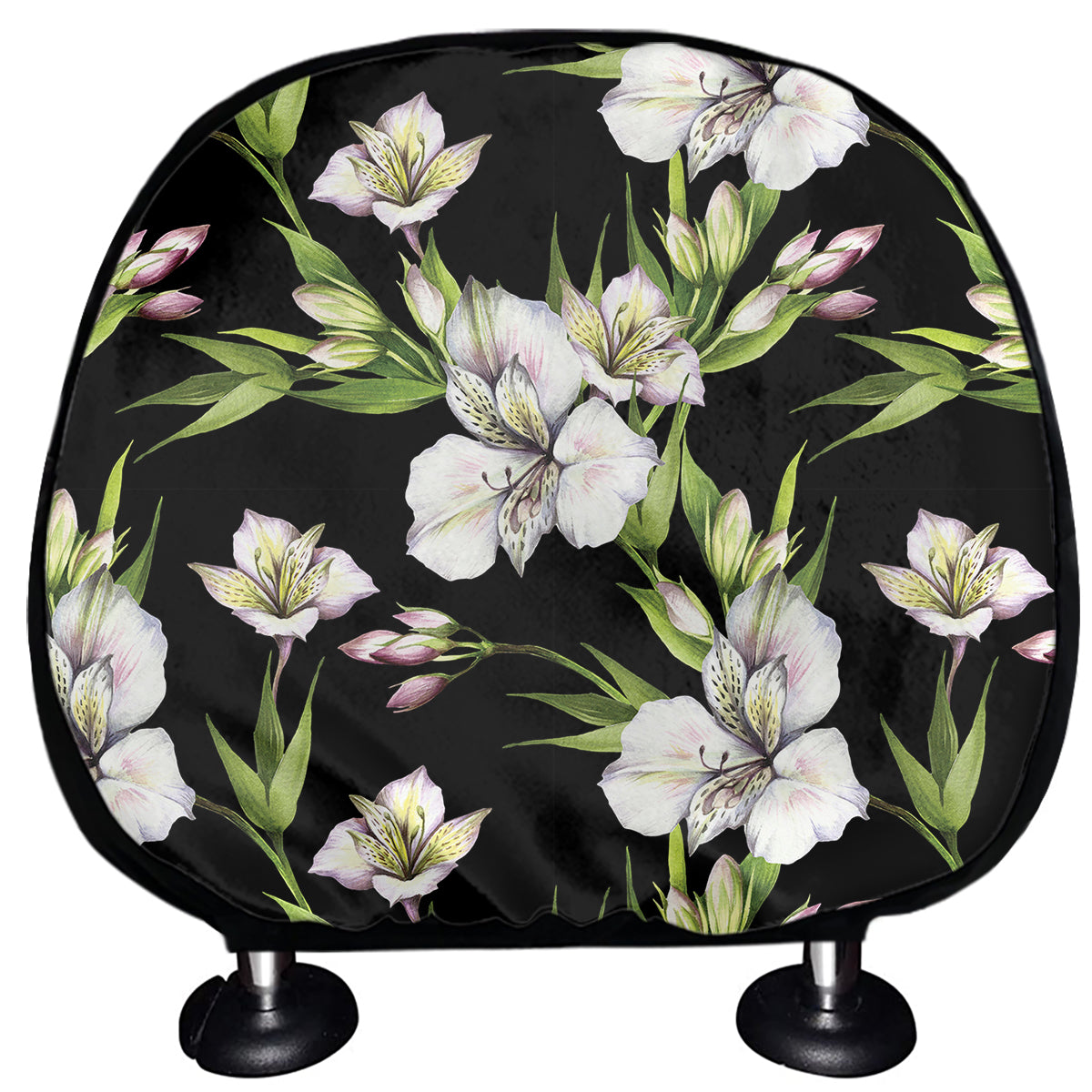 Watercolor Alstroemeria Pattern Print Car Headrest Covers