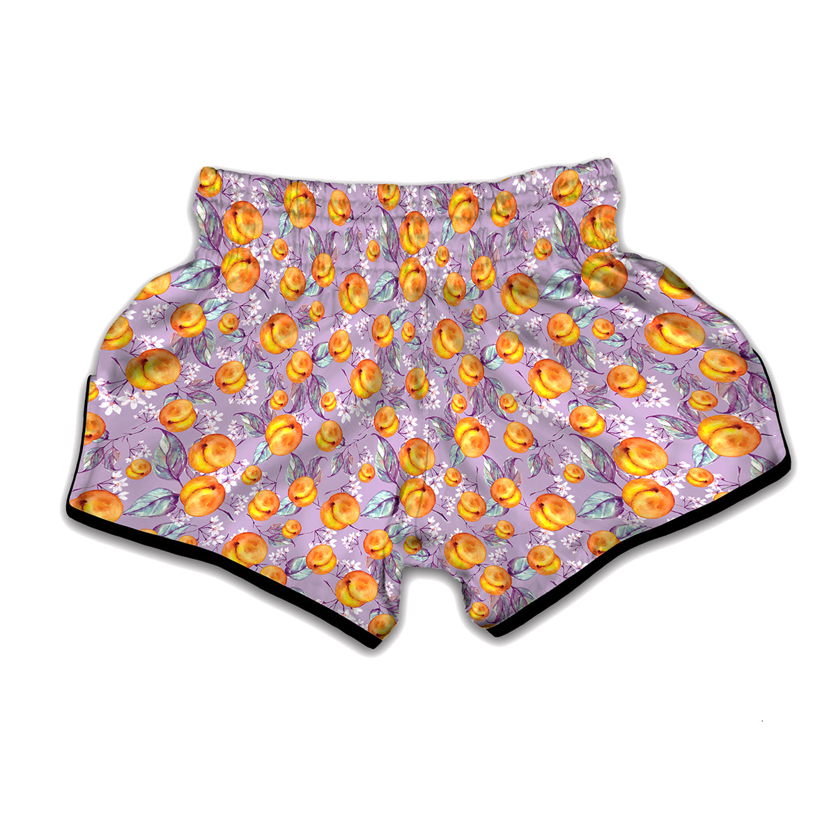 Watercolor Apricot Fruit Pattern Print Muay Thai Boxing Shorts