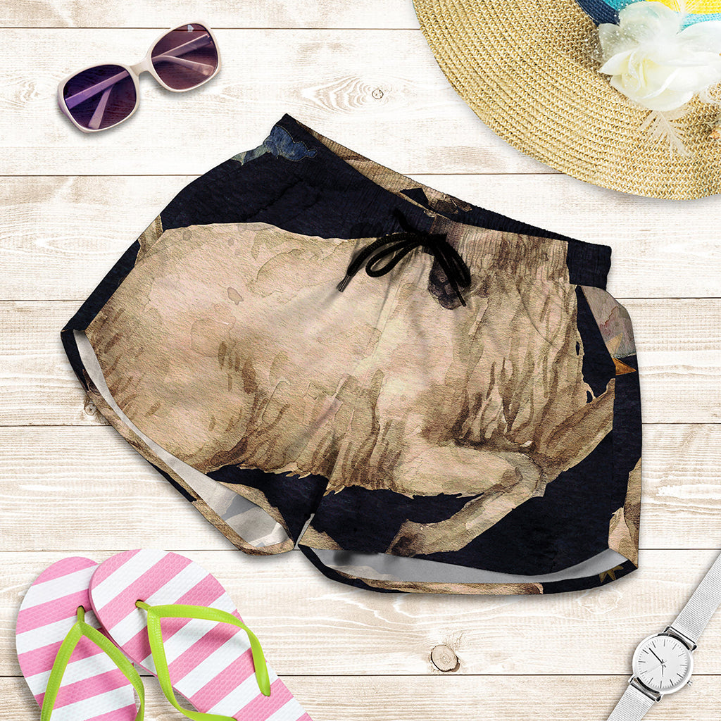Watercolor Aries Zodiac Sign Print Women's Shorts