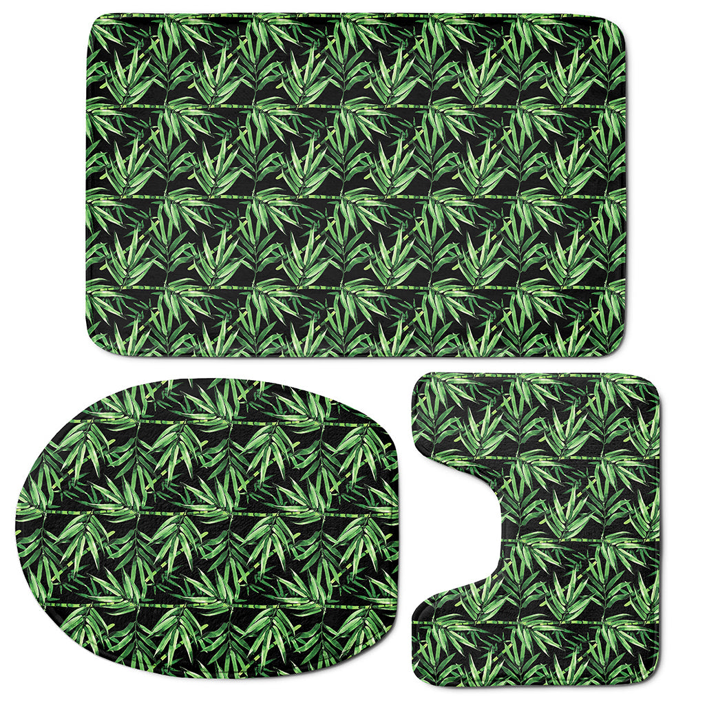 Watercolor Bamboo Pattern Print 3 Piece Bath Mat Set