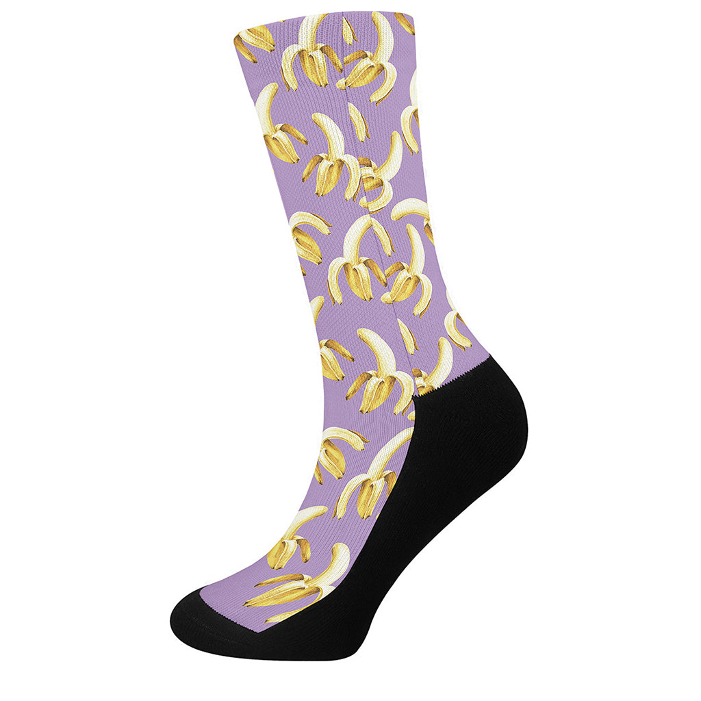 Watercolor Banana Pattern Print Crew Socks