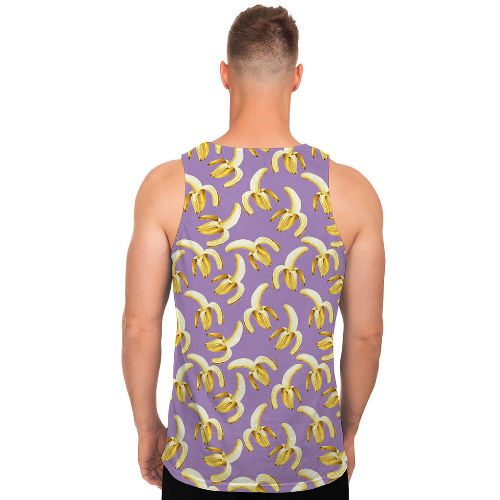 Watercolor Banana Pattern Print Men's Tank Top