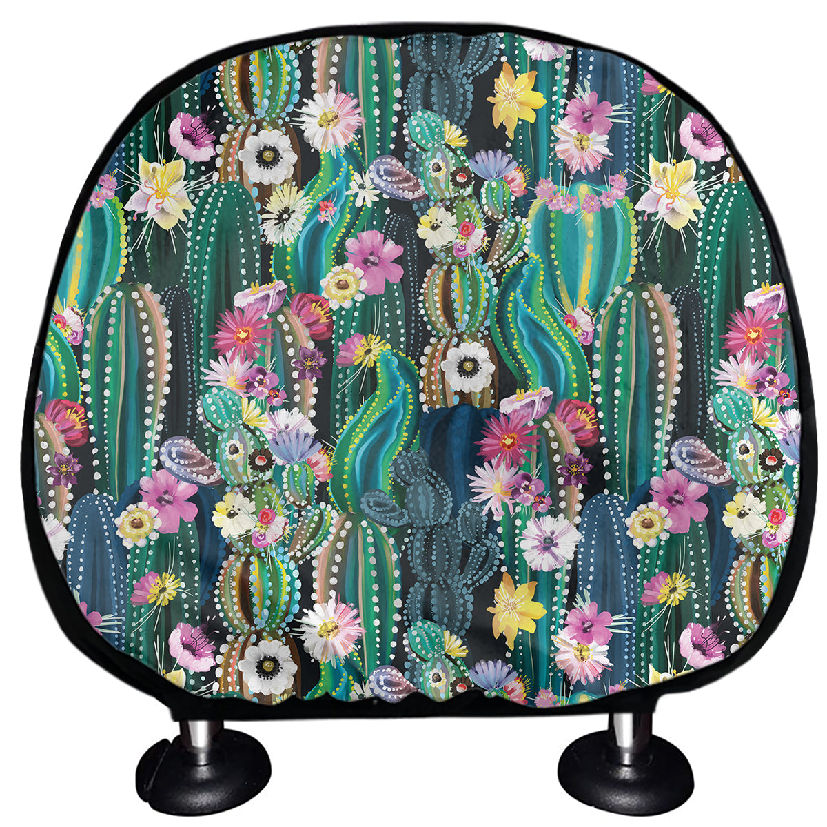Watercolor Blooming Cactus Print Car Headrest Covers