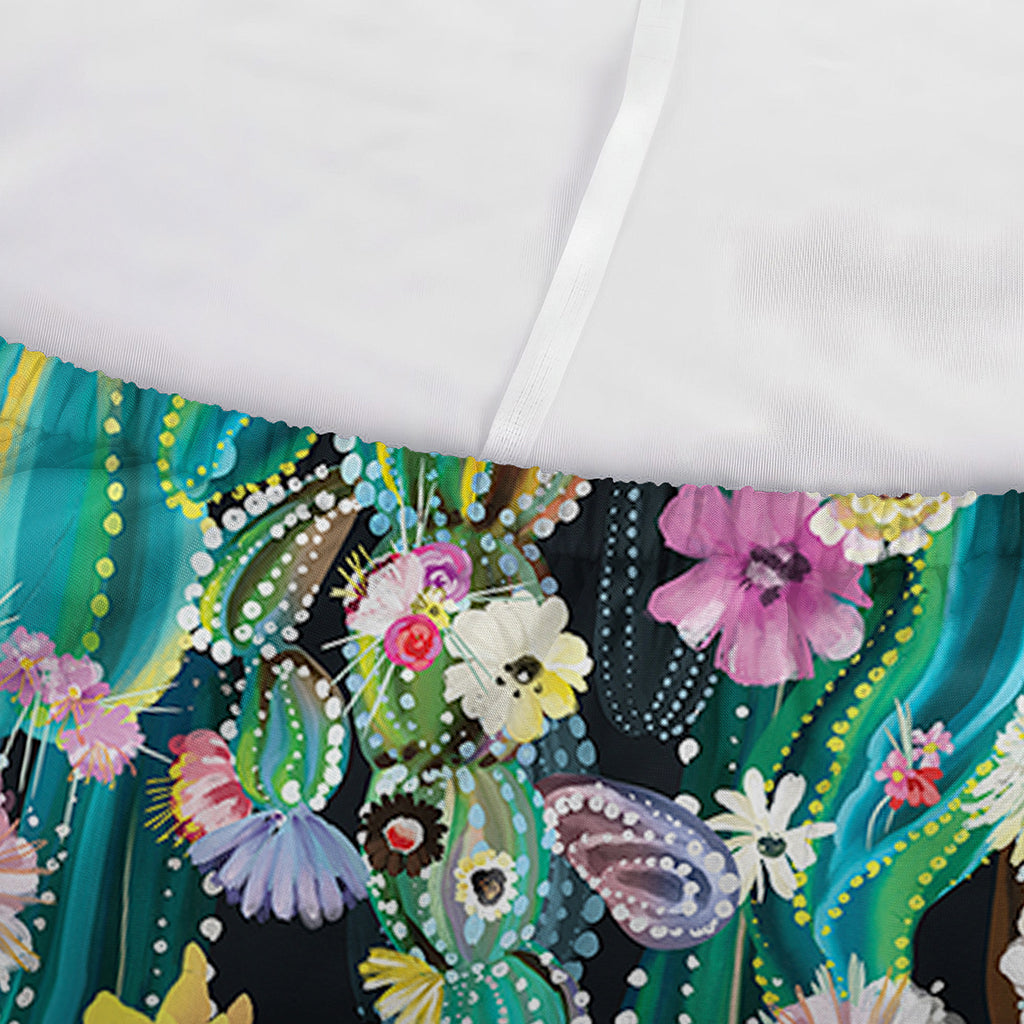 Watercolor Blooming Cactus Print Sofa Cover