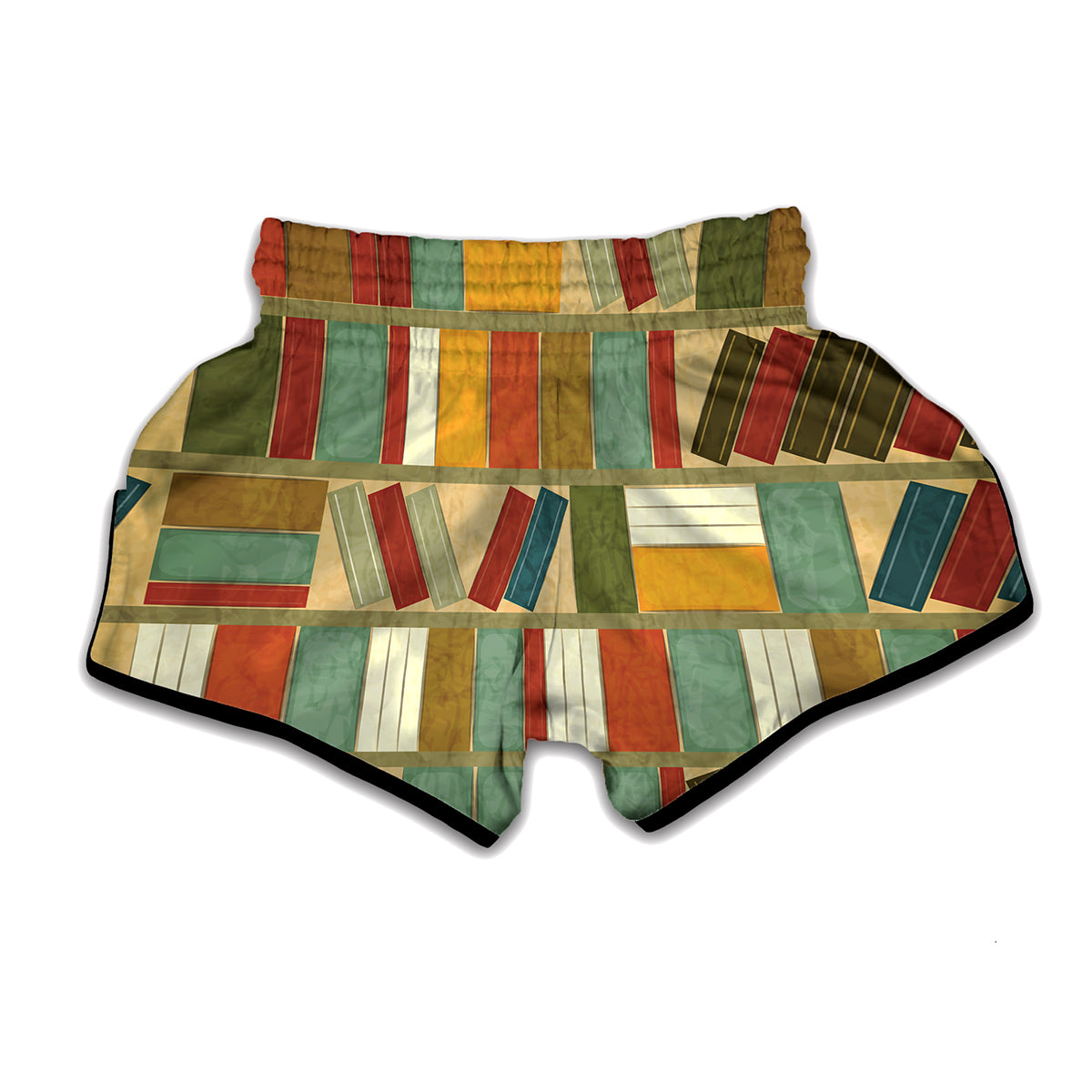 Watercolor Bookshelf Pattern Print Muay Thai Boxing Shorts