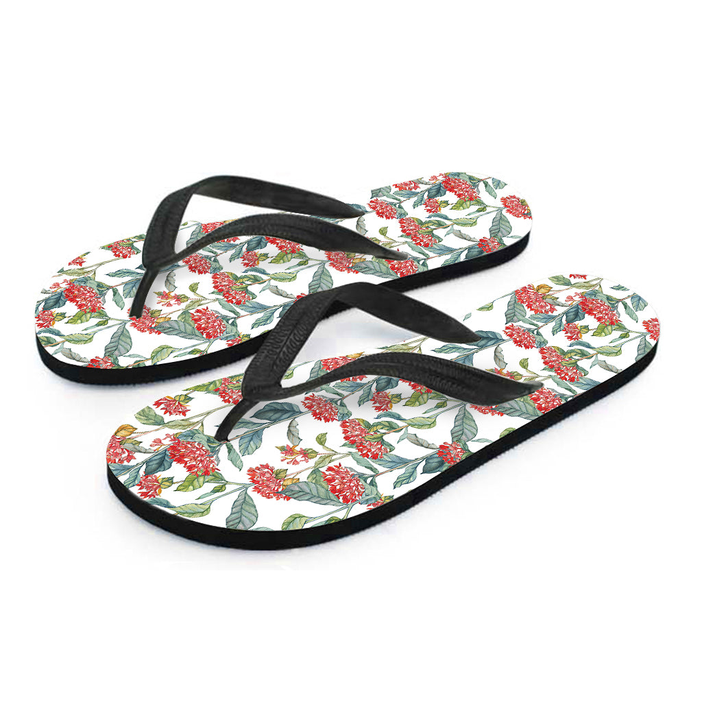 Watercolor Bouvardia Print Flip Flops