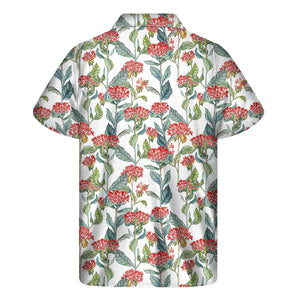 Watercolor Bouvardia Print Men's Short Sleeve Shirt