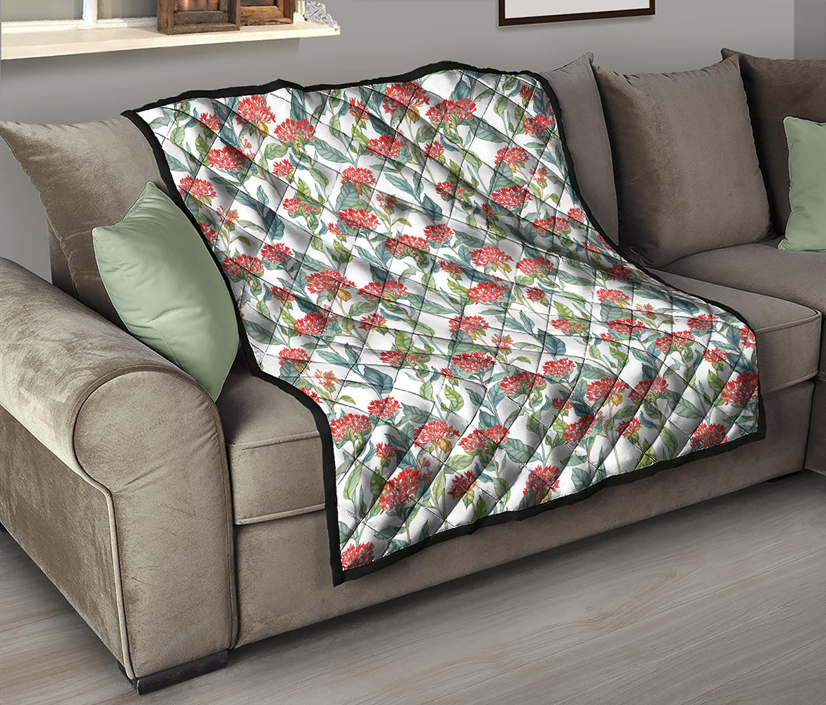 Watercolor Bouvardia Print Quilt