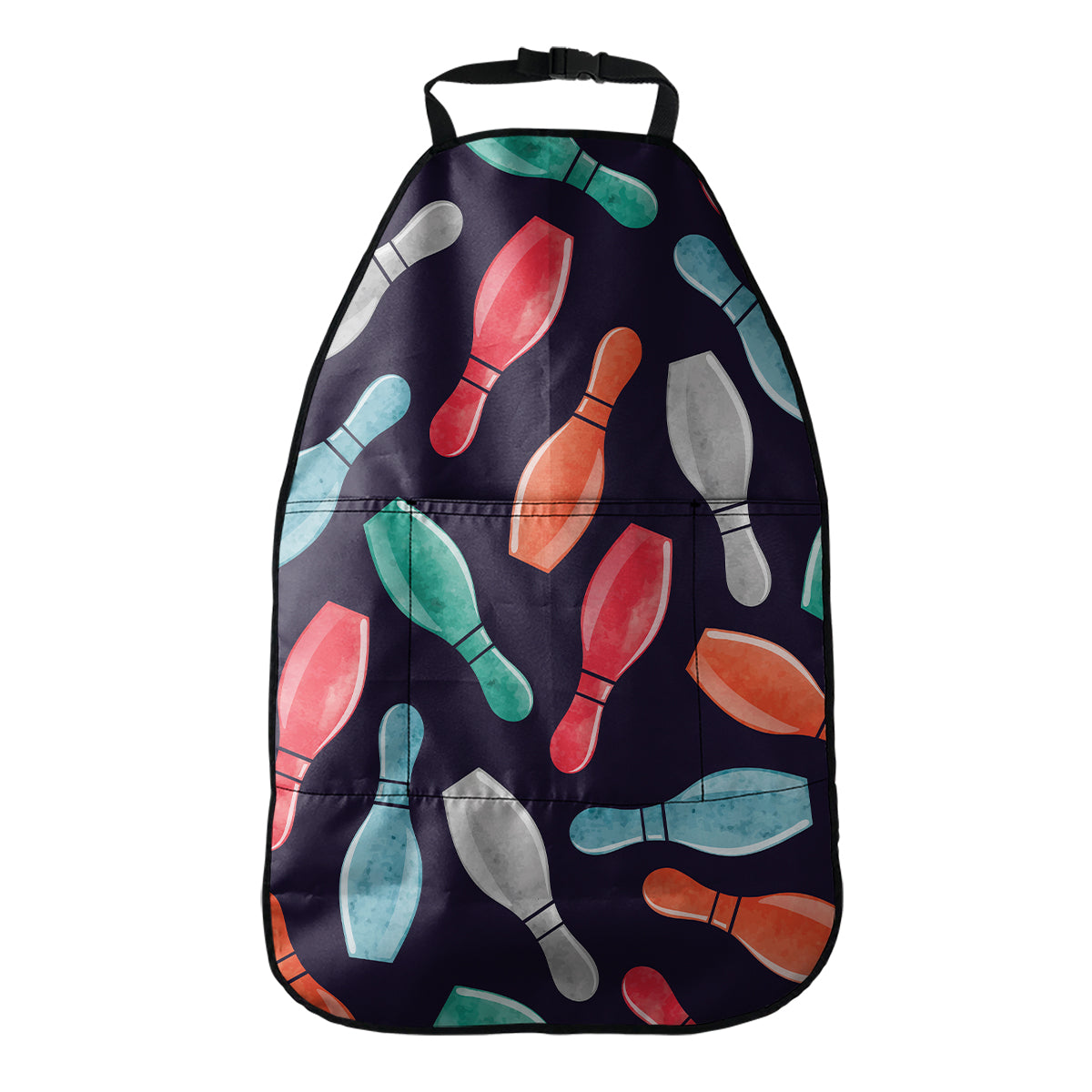 Watercolor Bowling Pins Pattern Print Car Seat Organizers