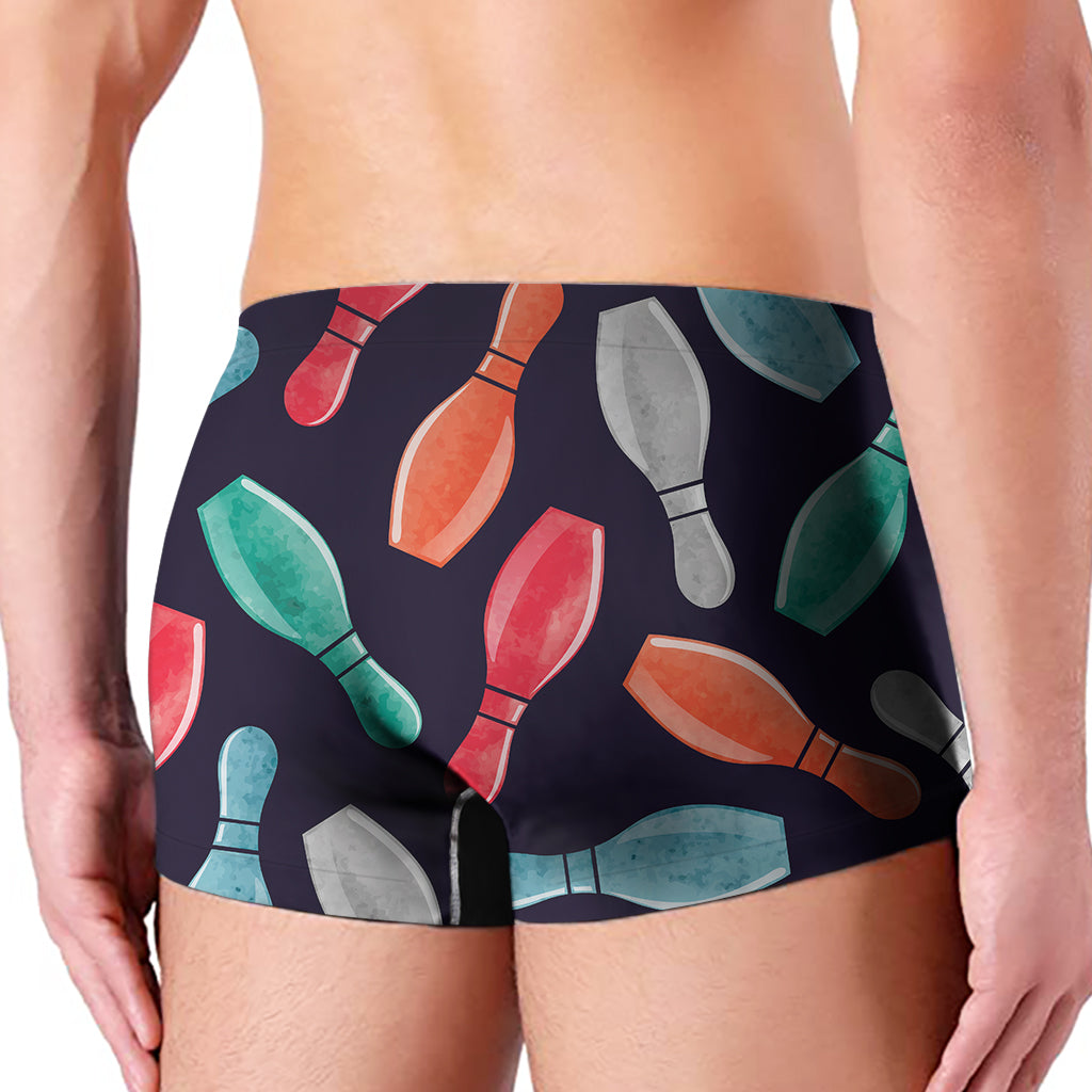 Watercolor Bowling Pins Pattern Print Men's Boxer Briefs