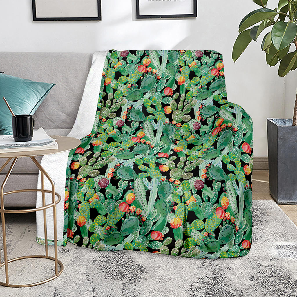 Watercolor Cactus Plant Print Blanket