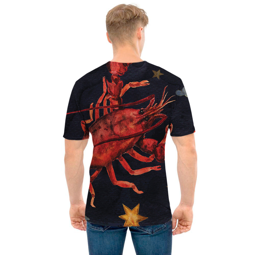 Watercolor Cancer Zodiac Sign Print Men's T-Shirt