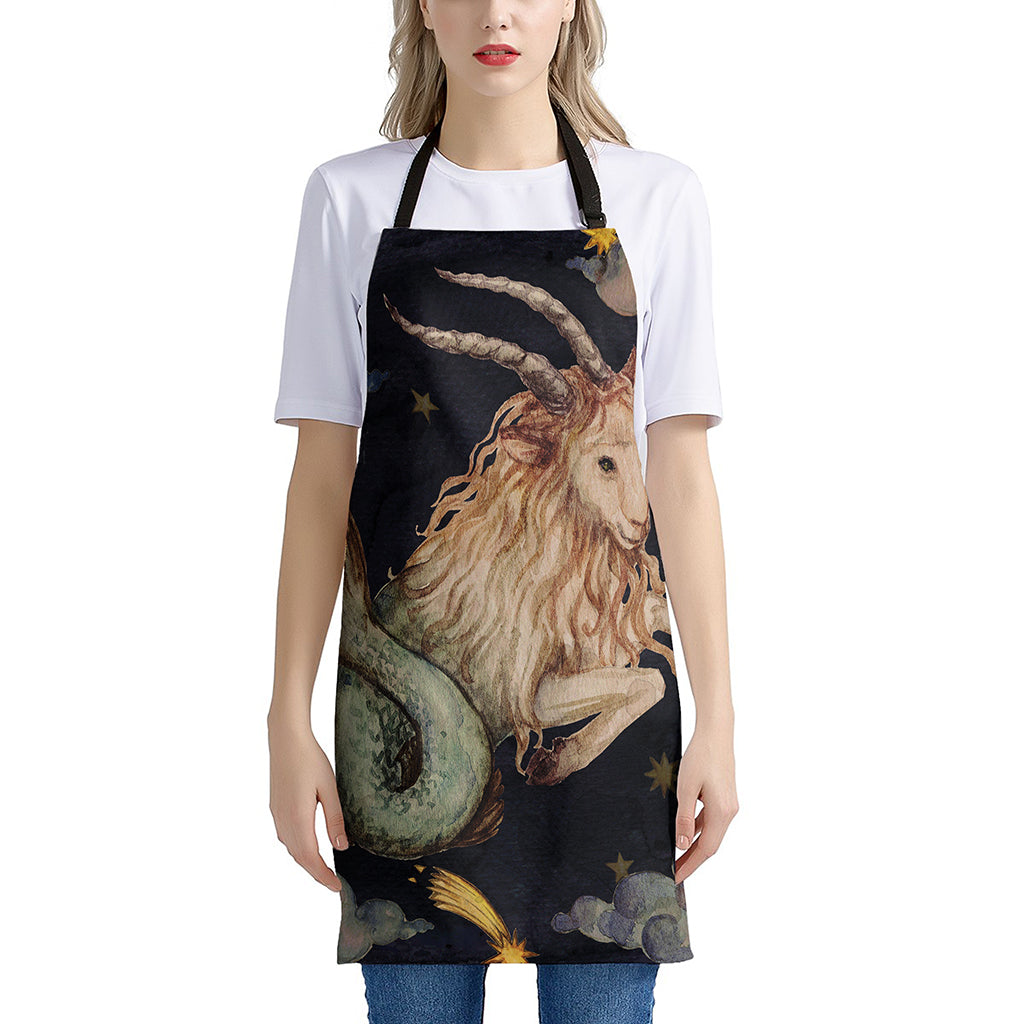 Watercolor Capricorn Zodiac Sign Print Apron