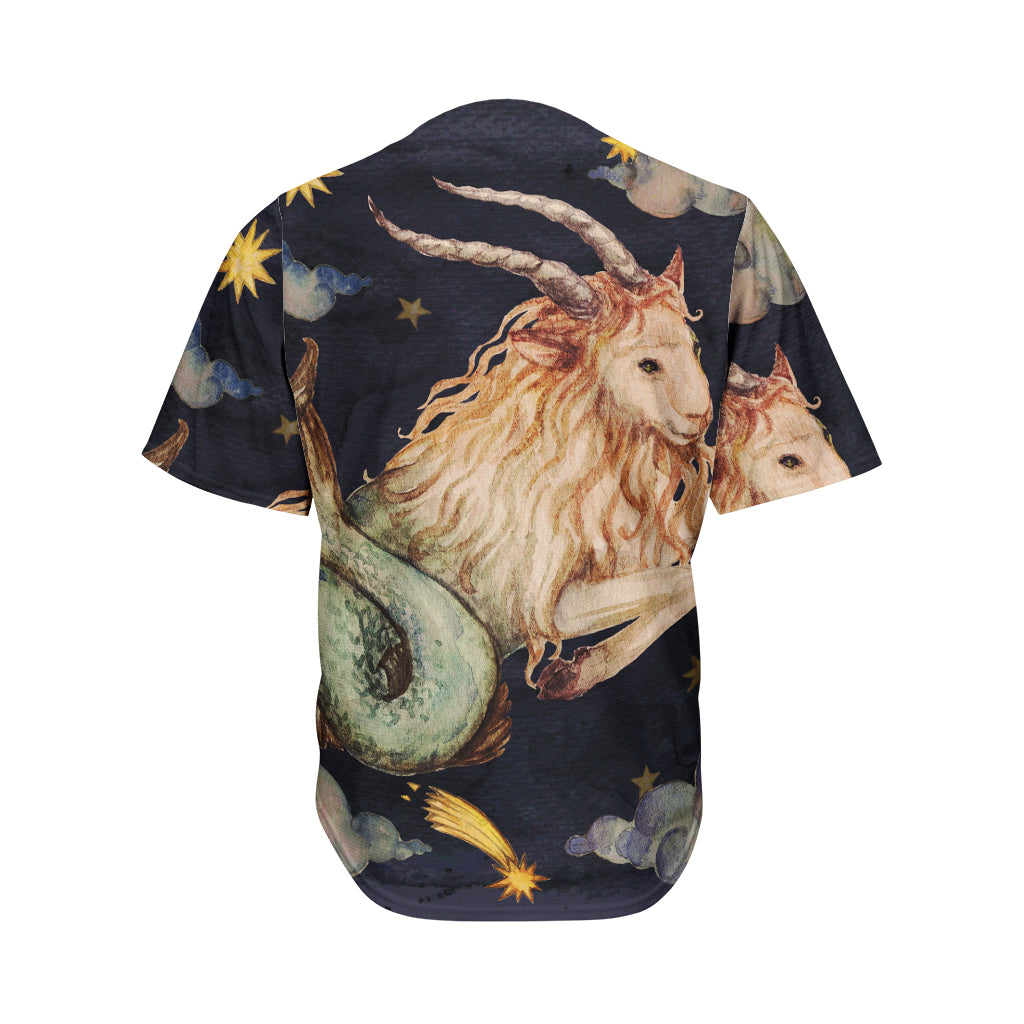 Watercolor Capricorn Zodiac Sign Print Men's Baseball Jersey