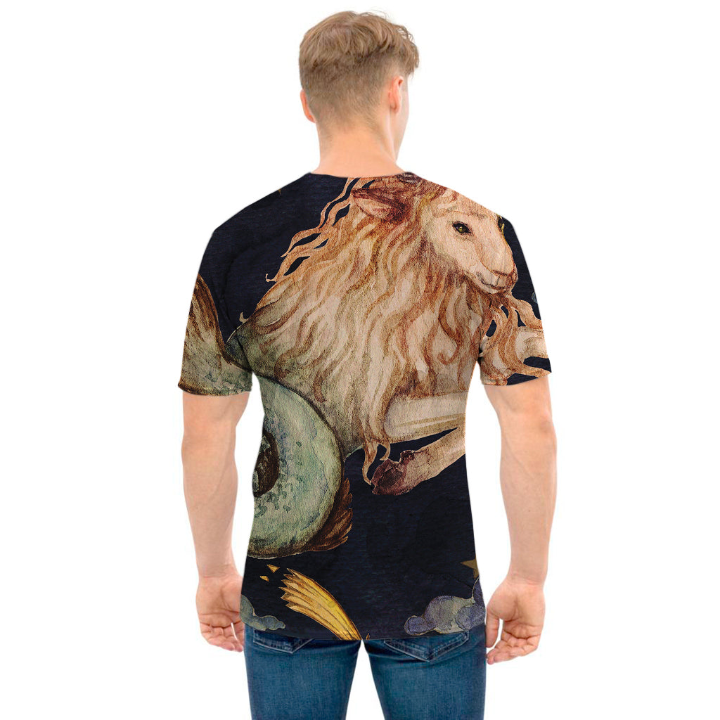 Watercolor Capricorn Zodiac Sign Print Men's T-Shirt