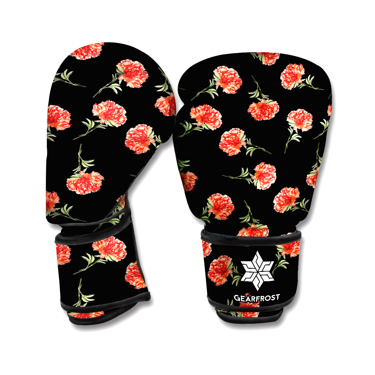 Watercolor Carnation Pattern Print Boxing Gloves