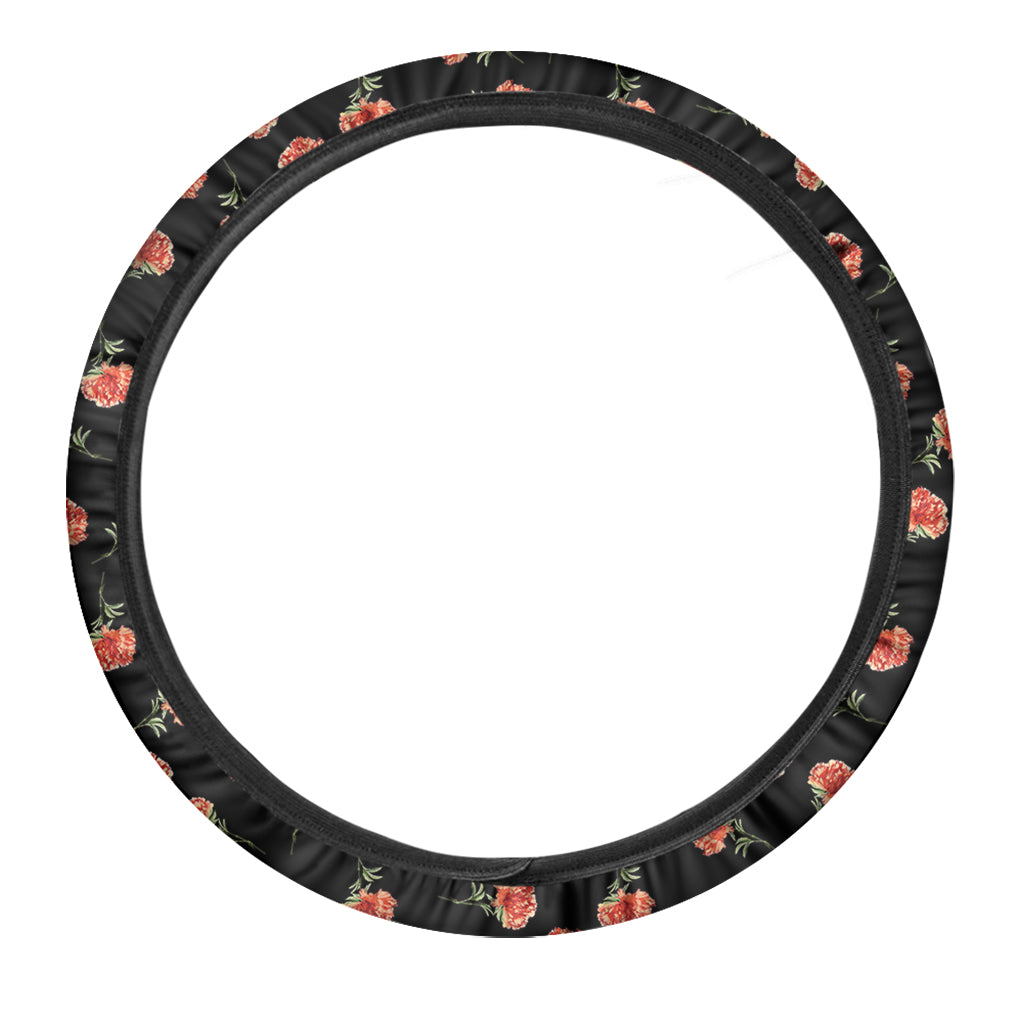 Watercolor Carnation Pattern Print Car Steering Wheel Cover
