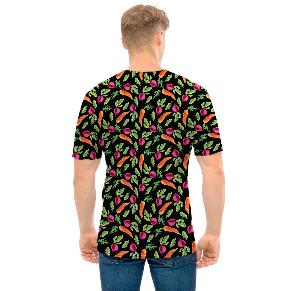 Watercolor Carrot And Radish Print Men's T-Shirt