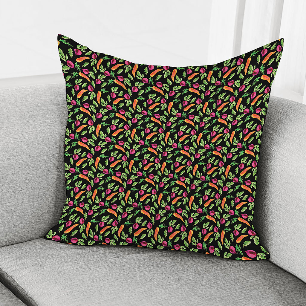 Watercolor Carrot And Radish Print Pillow Cover
