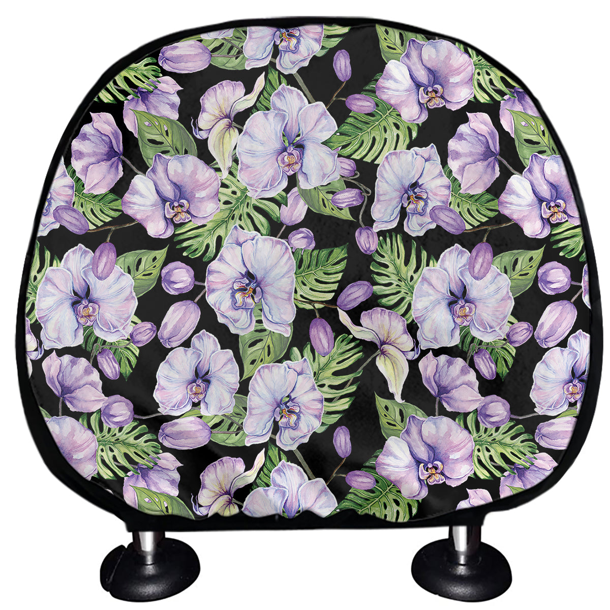 Watercolor Cattleya Pattern Print Car Headrest Covers