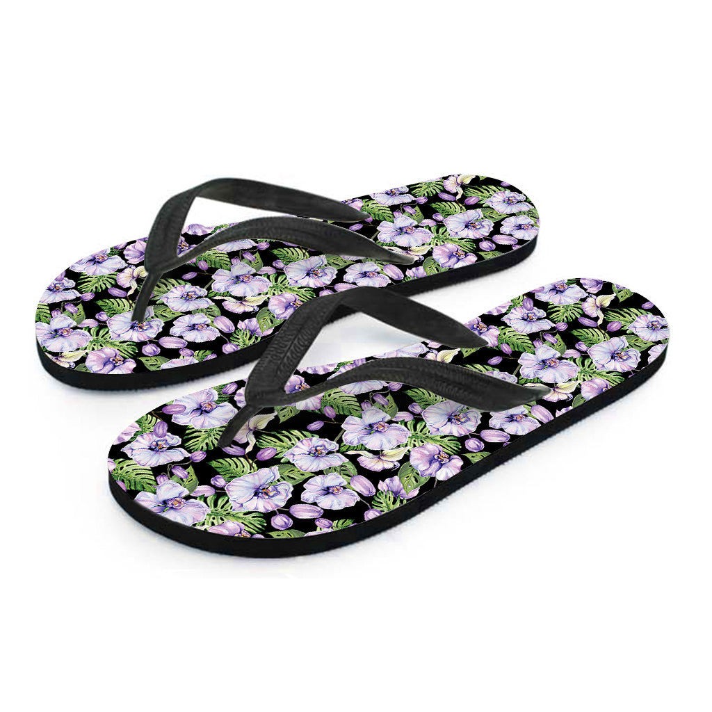 Watercolor Cattleya Pattern Print Flip Flops