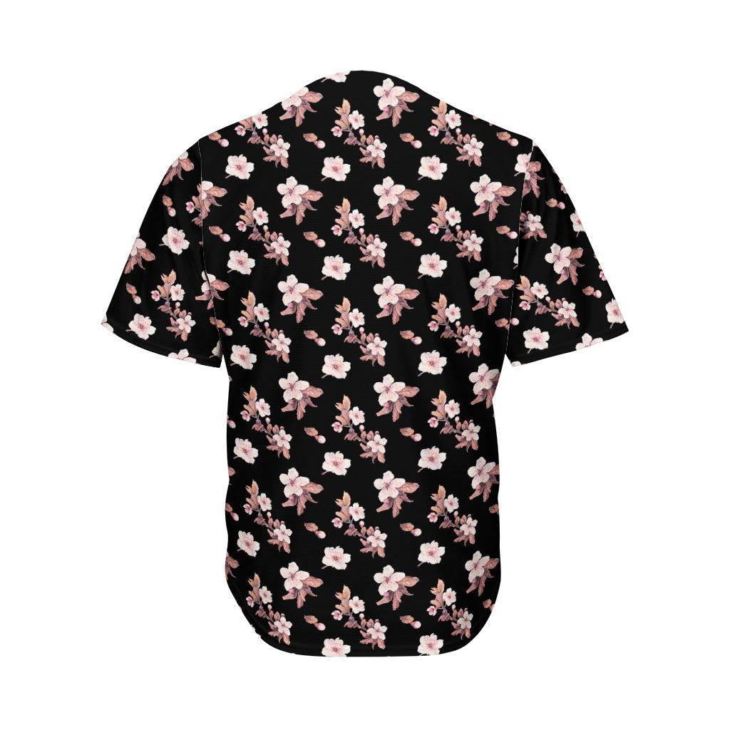 Watercolor Cherry Blossom Pattern Print Men's Baseball Jersey