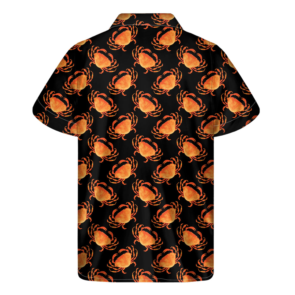 Watercolor Crab Pattern Print Men's Short Sleeve Shirt