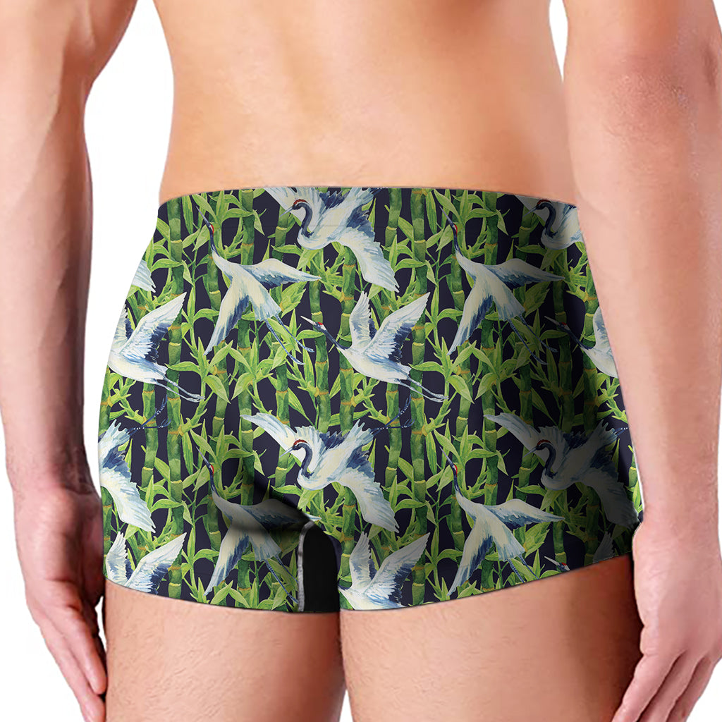 Watercolor Crane Bird Pattern Print Men's Boxer Briefs
