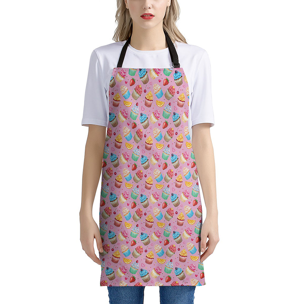 Watercolor Cupcake Pattern Print Apron