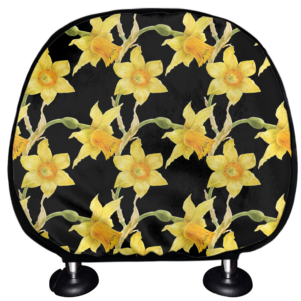 Watercolor Daffodil Flower Pattern Print Car Headrest Covers