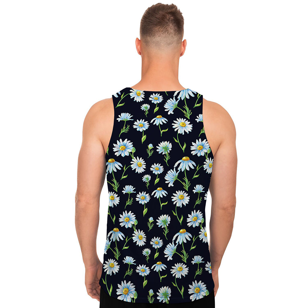 Watercolor Daisy Floral Pattern Print Men's Tank Top