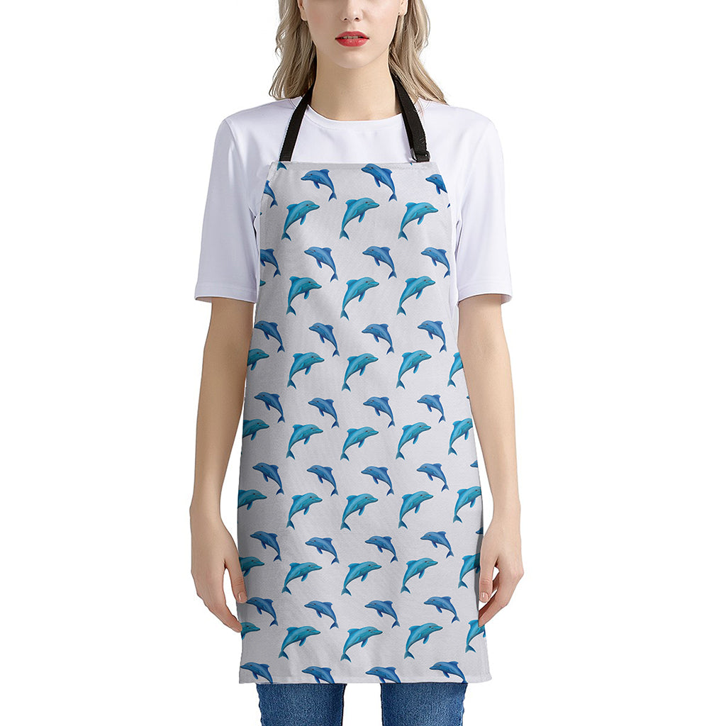 Watercolor Dolphin Pattern Print Apron