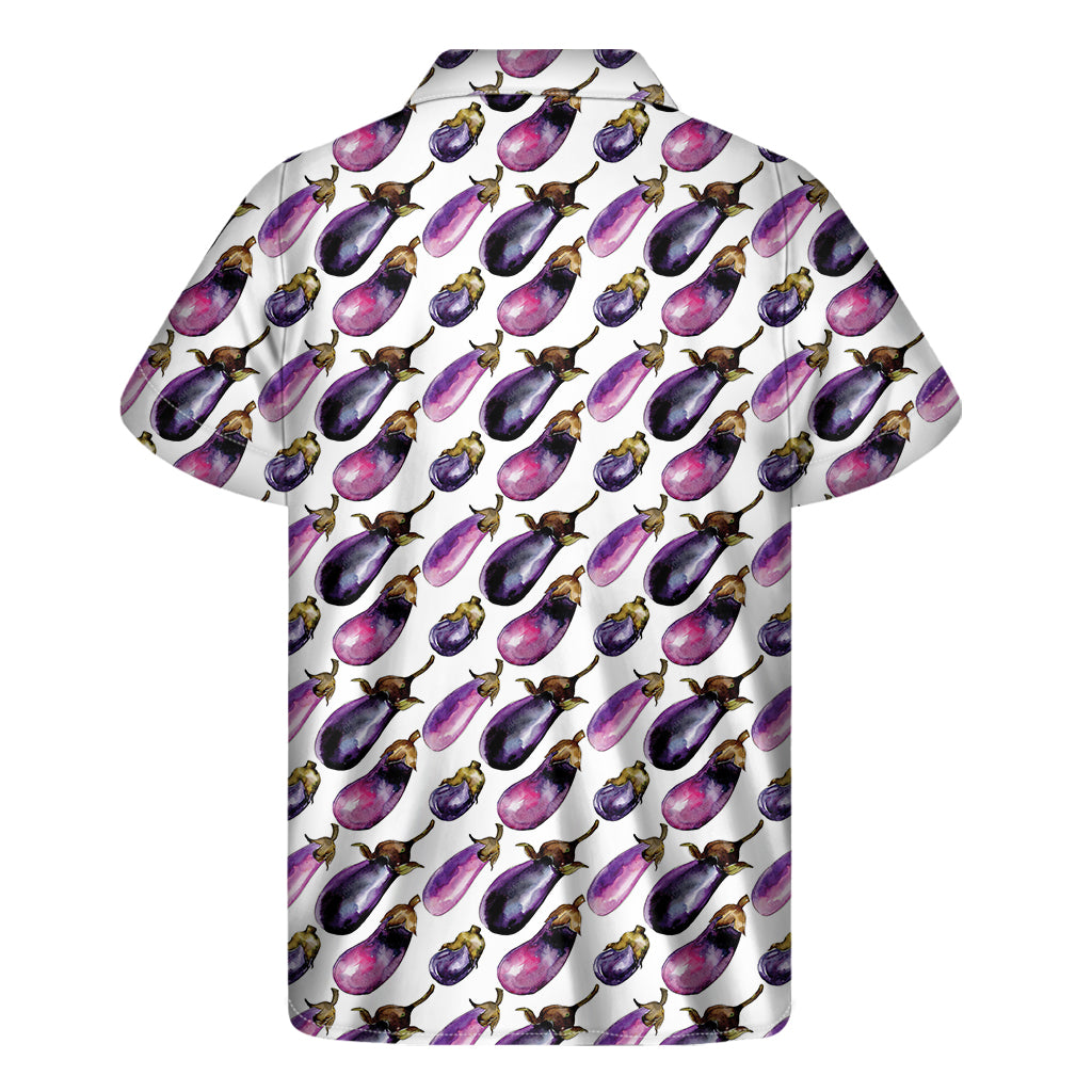 Watercolor Eggplant Pattern Print Men's Short Sleeve Shirt