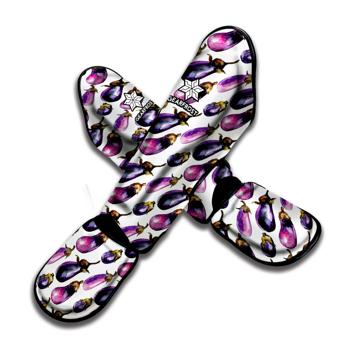 Watercolor Eggplant Pattern Print Muay Thai Shin Guard