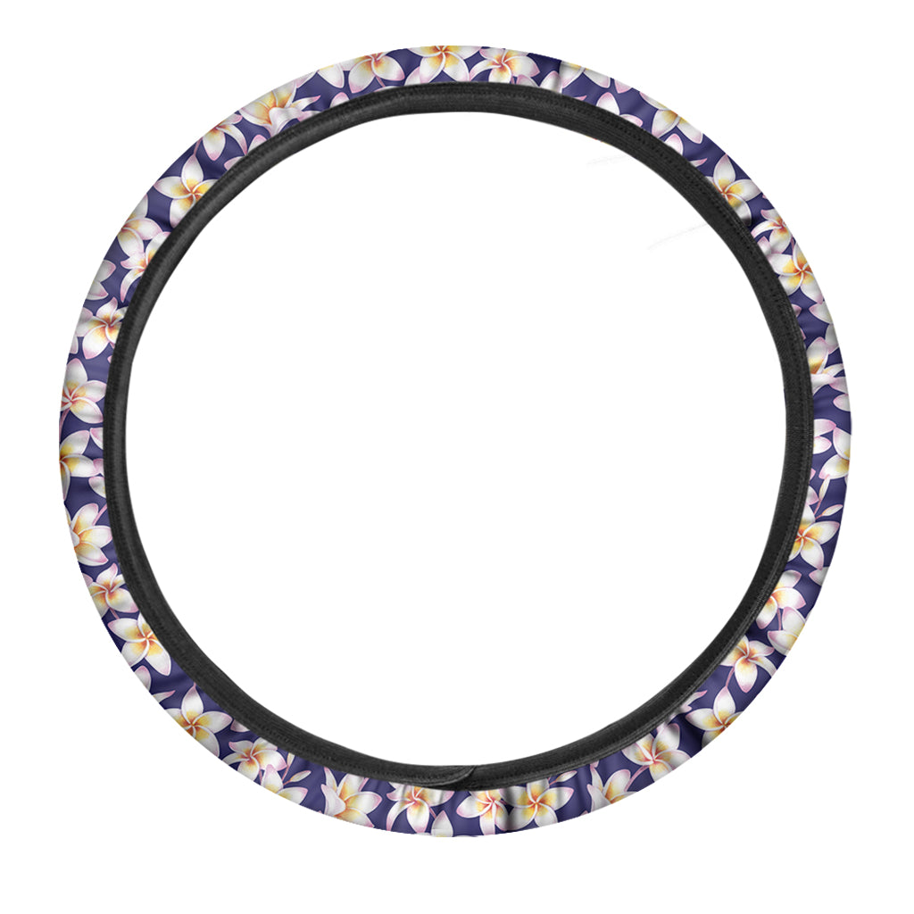 Watercolor Frangipani Flower Print Car Steering Wheel Cover