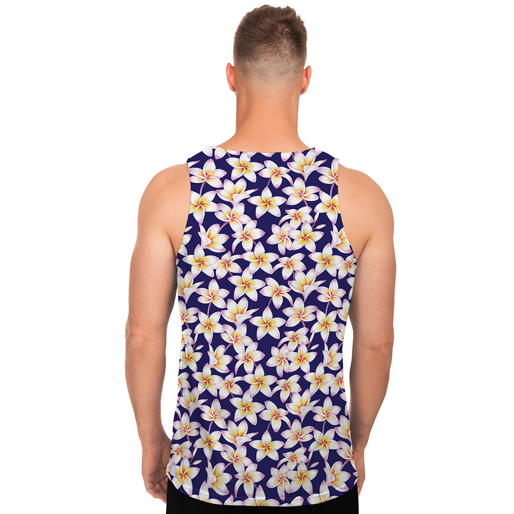 Watercolor Frangipani Flower Print Men's Tank Top