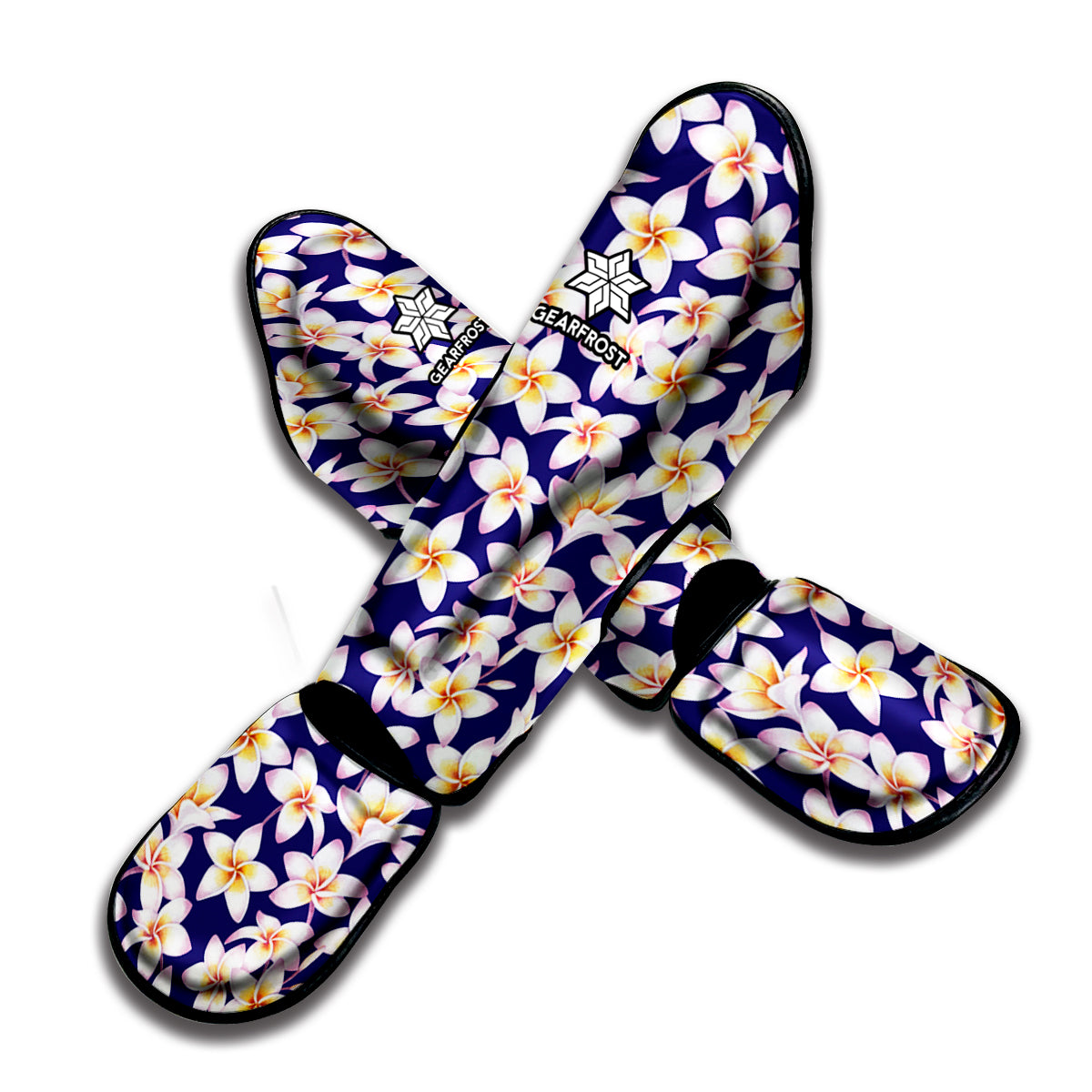 Watercolor Frangipani Flower Print Muay Thai Shin Guard
