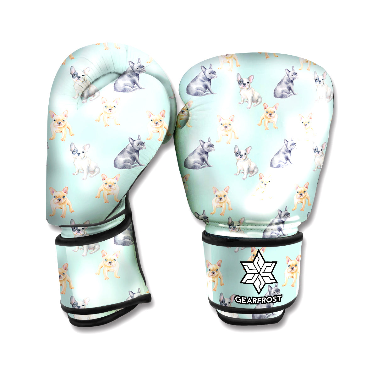 Watercolor French Bulldog Pattern Print Boxing Gloves