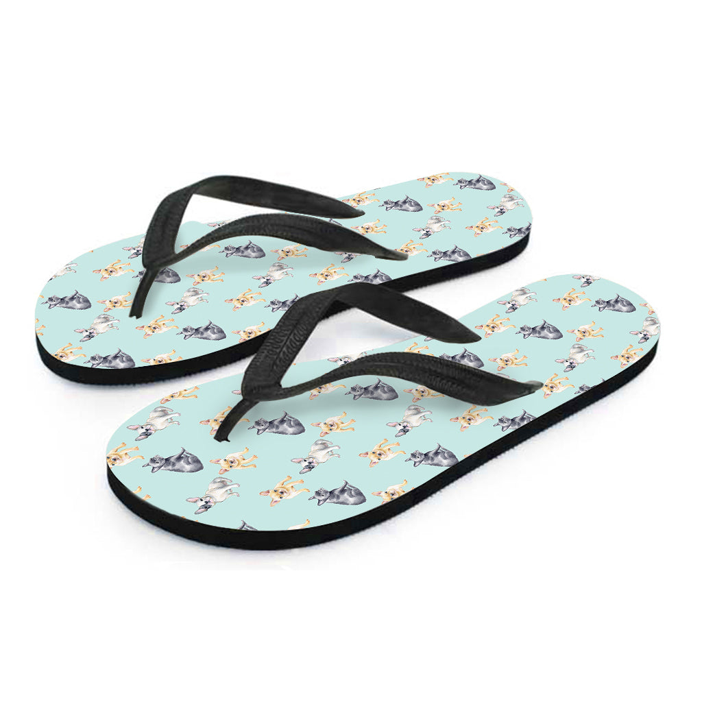 Watercolor French Bulldog Pattern Print Flip Flops